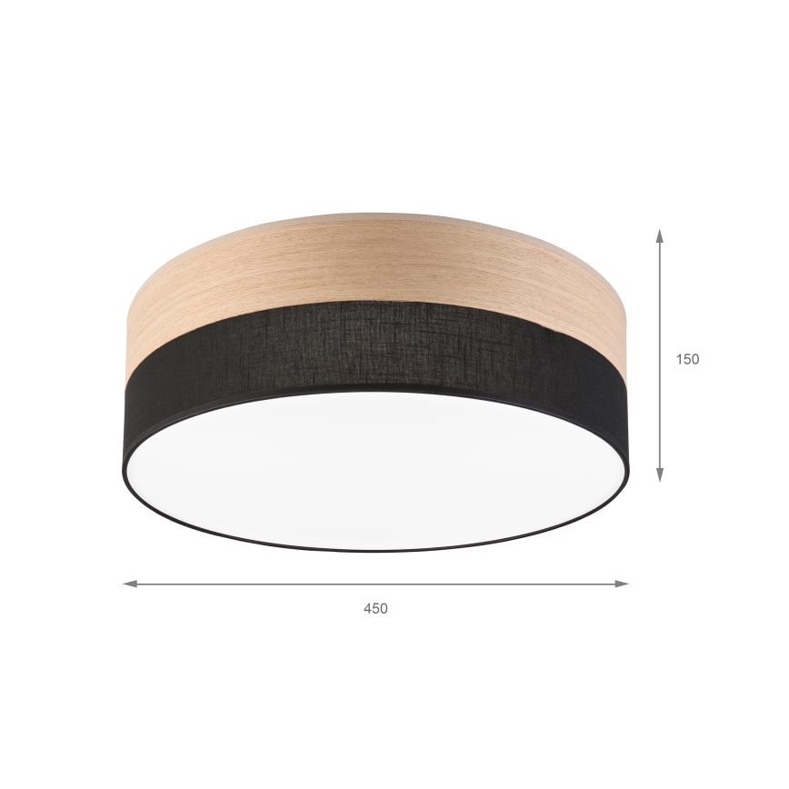 LED loftlampe SIRJA WOOD LED/36W/230V diameter 45 cm sort/eg