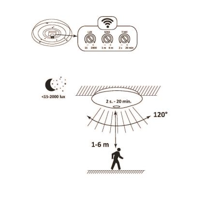 LED loftlampe til badeværelse ADAR LED/13W/230V IP44 4000K sensor