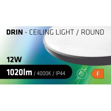 LED loftlampe til badeværelse CIRCLE LED/12W/230V 4000K diameter 25 cm IP44 sort