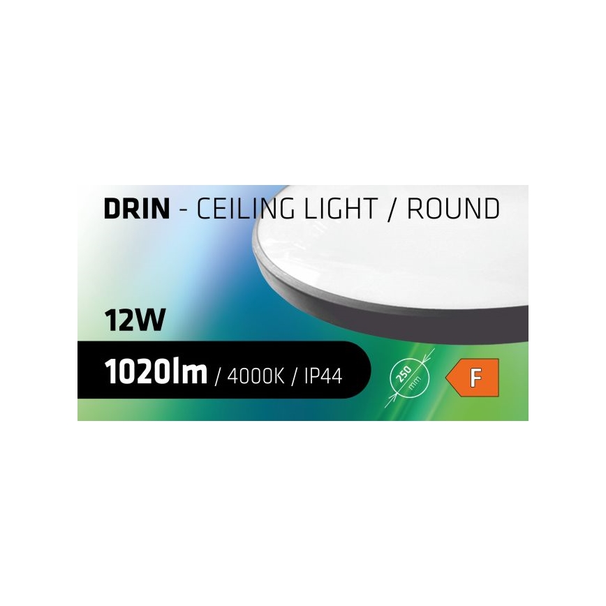 LED loftlampe til badeværelse CIRCLE LED/12W/230V 4000K diameter 25 cm IP44 sort