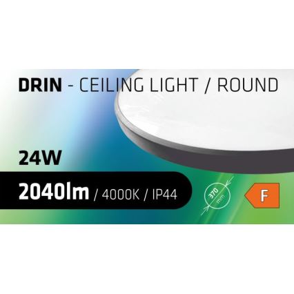 LED loftlampe til badeværelse CIRCLE LED/24W/230V 4000K diameter 37 cm IP44 sort