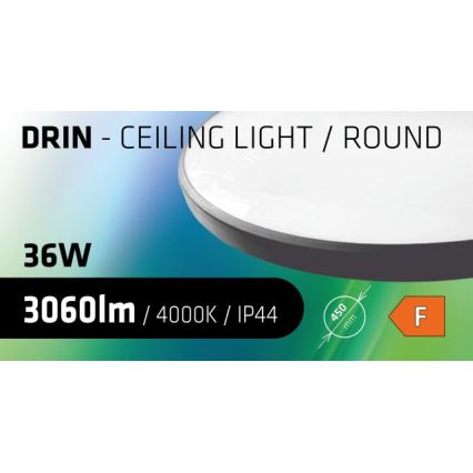 LED loftlampe til badeværelse CIRCLE LED/36W/230V 4000K diameter 45 cm IP44 sort