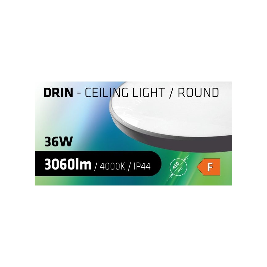 LED loftlampe til badeværelse CIRCLE LED/36W/230V 4000K diameter 45 cm IP44 sort