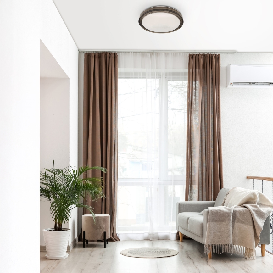 LED loftlampe til badeværelse dæmpbar HALINA LED/48W/230V 3000-6000K diameter 38 cm IP44 sort + fjernbetjening