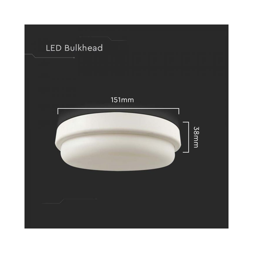 LED loftlampe til badeværelse LED/12W/230V 3000K IP54 diameter 15 cm