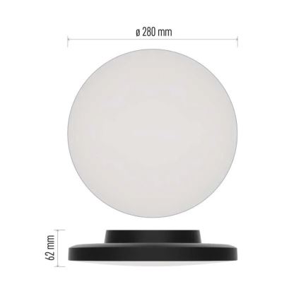 LED loftlampe til badeværelse LED/15W/230V 3000/4000/5700K IP55 sort
