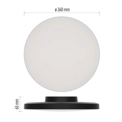 LED loftlampe til badeværelse LED/18W/230V 3000/4000/5700K IP55 sort