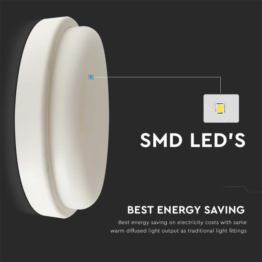 LED loftlampe til badeværelse LED/18W/230V 3000K IP54 diameter 19,5 cm