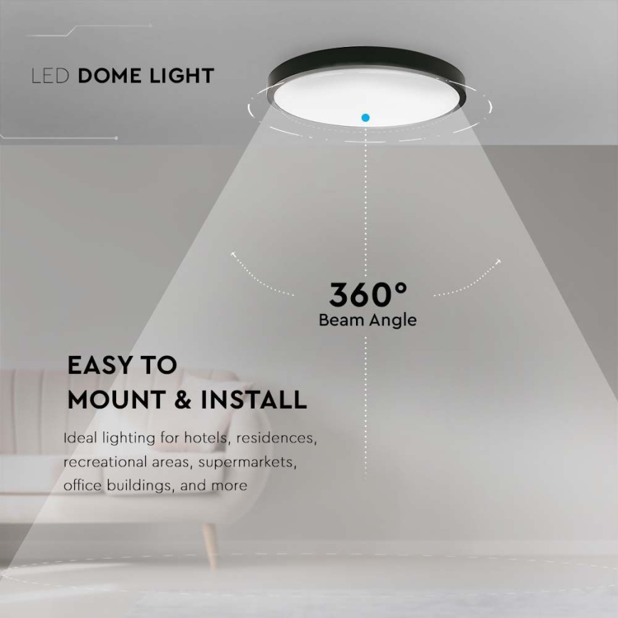LED loftlampe til badeværelse LED/18W/230V 4000K IP44 sort