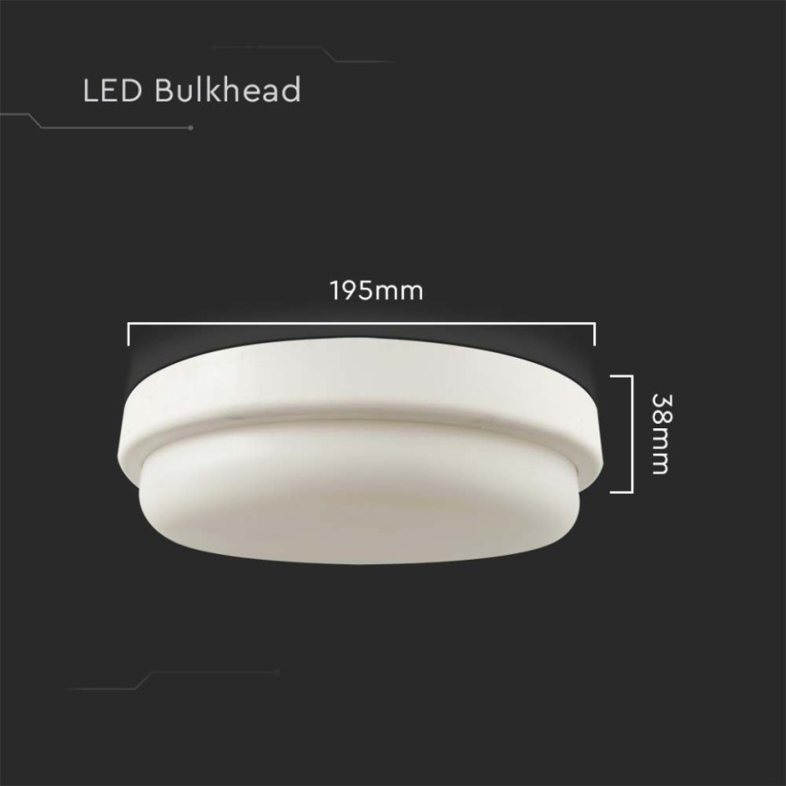 LED loftlampe til badeværelse LED/18W/230V 6500K IP54 diameter 19,5 cm