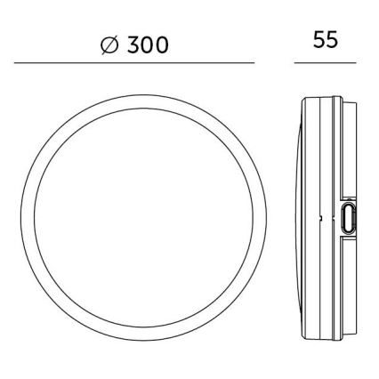 LED loftlampe til badeværelse LED/18W/230V 3000/4000/6500K IP65 diameter 30 cm sort