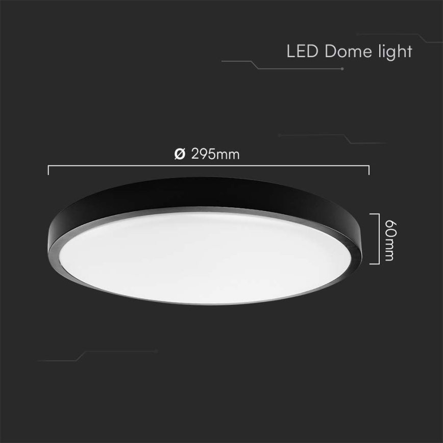 LED loftlampe til badeværelse LED/24W/230V 6500K IP44 diameter 29,5 cm sort
