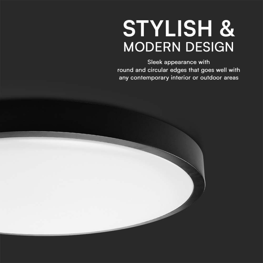 LED loftlampe til badeværelse SAMSUNG CHIP LED/24W/230V IP44 6500K diameter 29 cm sort