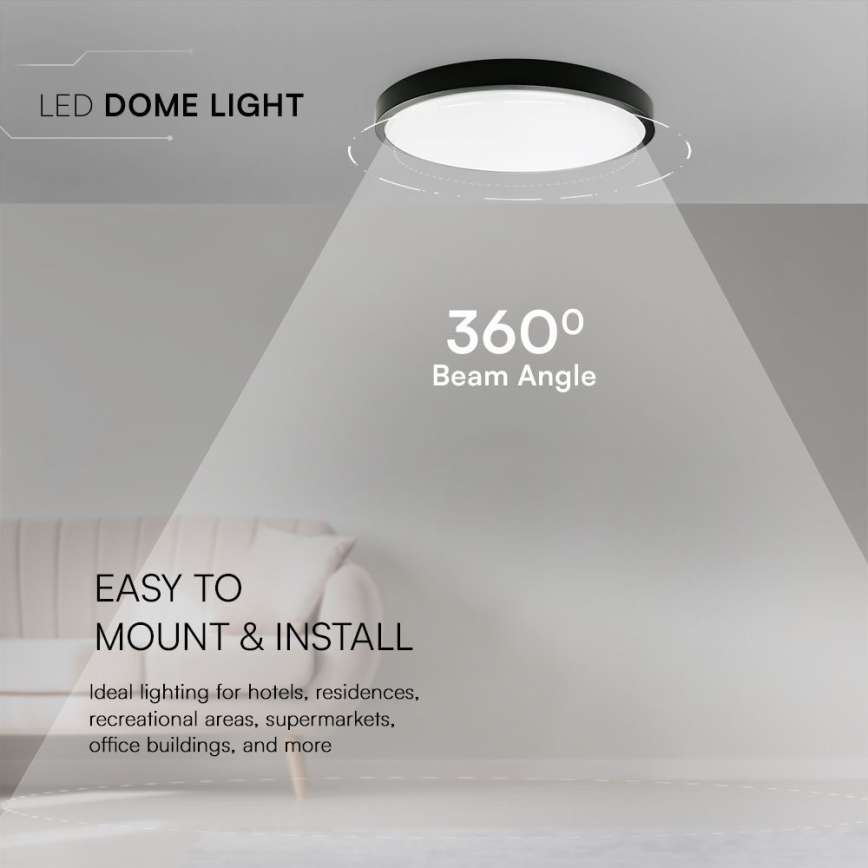 LED loftlampe til badeværelse SAMSUNG CHIP LED/24W/230V IP44 6500K diameter 29 cm sort