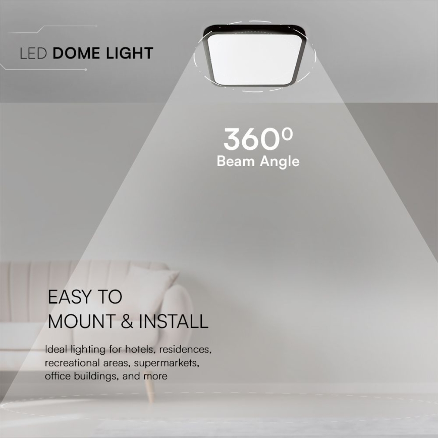 LED loftlampe til badeværelse SAMSUNG CHIP LED/48W/230V IP44 4000K 42x42 cm sort