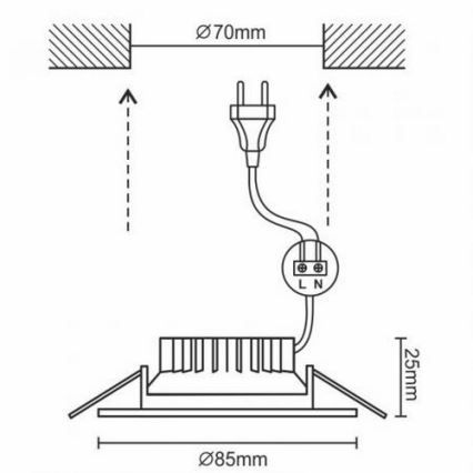 LED loftlampe til badeværelse LED/7W/230V 4,000K white IP44