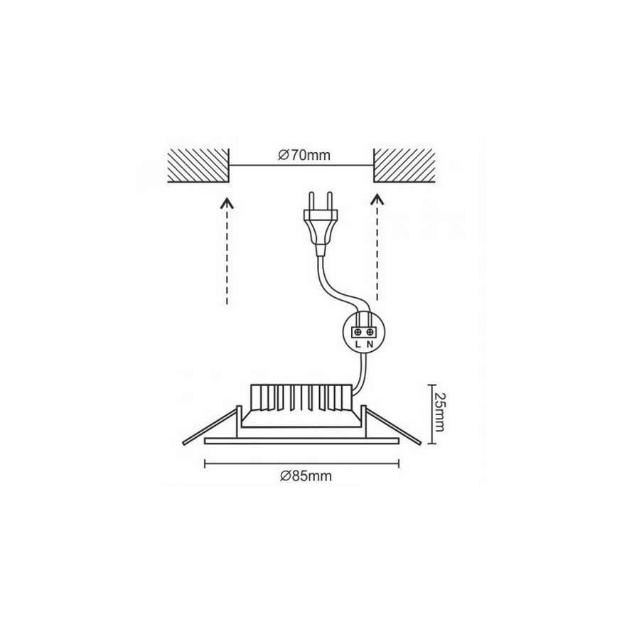 LED loftlampe til badeværelse LED/7W/230V 4,000K white IP44