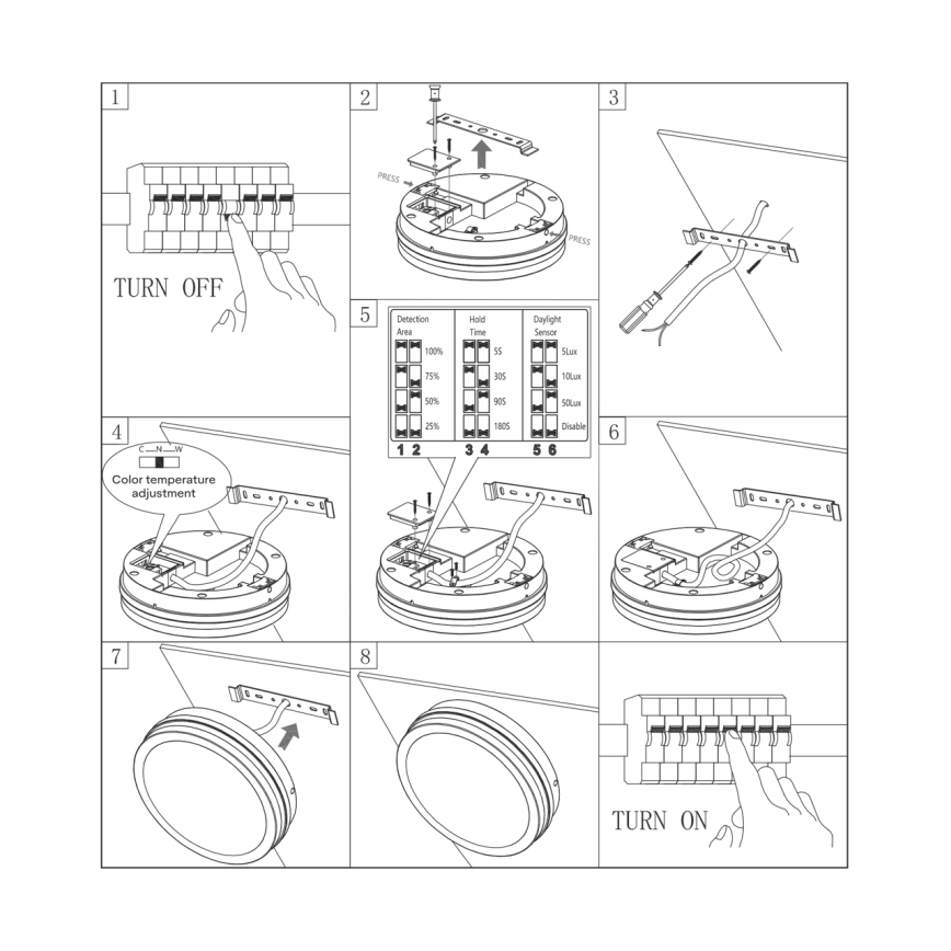 LED loftlampe til badeværelse med sensor ELLÉ LED/24W/230V 3000/4000/6500K diameter 26 cm IP54 antracit