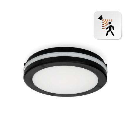 LED loftlampe til badeværelse med sensor LED/12W/230V 3000/4000/6500K IP65 diameter 20 cm sort + fjernbetjening