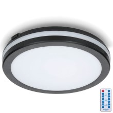 LED loftlampe til badeværelse med sensor LED/18W/230V 3000/4000/6500K IP65 diameter 30 cm sort + fjernbetjening