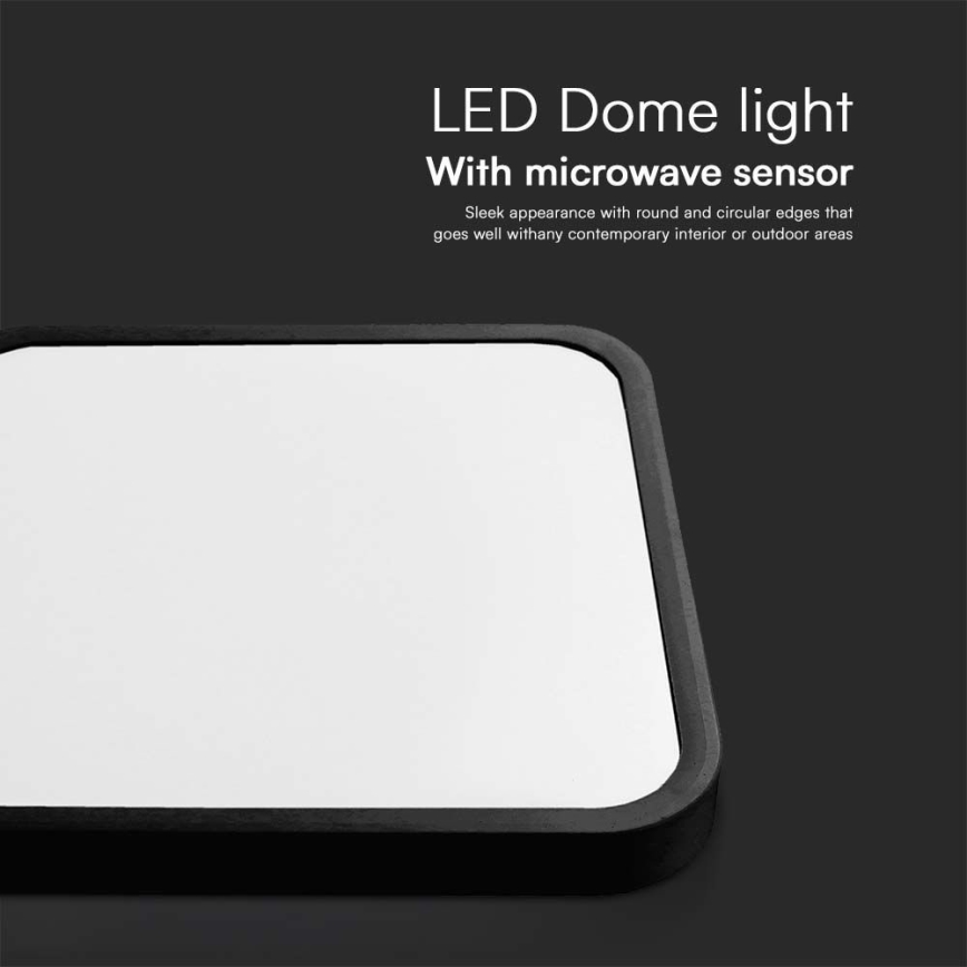 LED loftlampe til badeværelse med sensor LED/18W/230V 4000K IP44 sort + fjernbetjening
