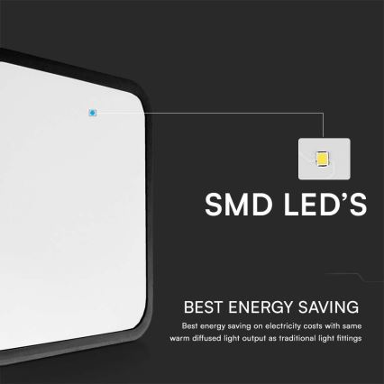 LED loftlampe til badeværelse med sensor LED/18W/230V 4000K IP44 sort + fjernbetjening