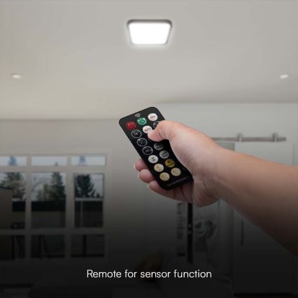 LED loftlampe til badeværelse med sensor LED/18W/230V 4000K IP44 sort + fjernbetjening