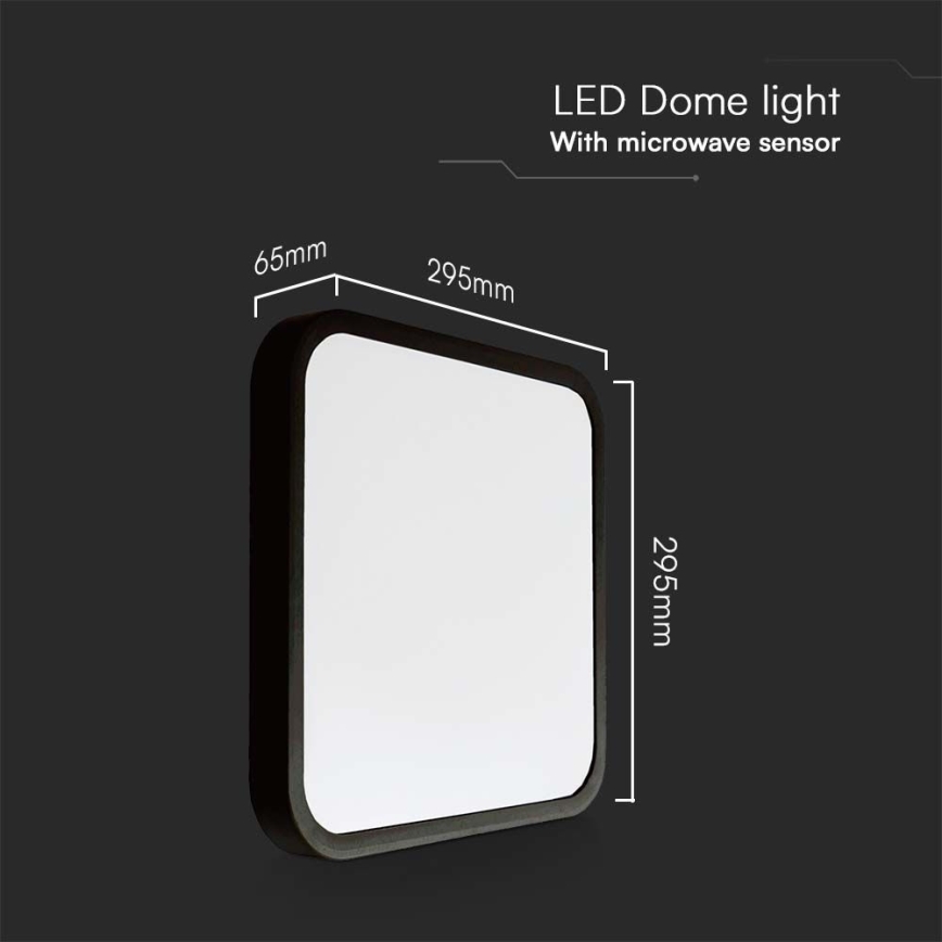 LED loftlampe til badeværelse med sensor LED/18W/230V 4000K IP44 sort + fjernbetjening