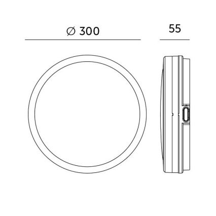 LED loftlampe til badeværelse med sensor LED/18W/230V 3000/4000/6500K IP65 diameter 30 cm sort + fjernbetjening