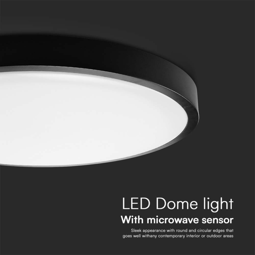 LED loftlampe til badeværelse med sensor LED/24W/230V 4000K IP44 sort + fjernbetjening