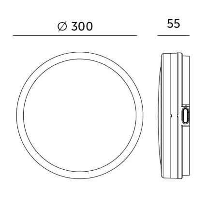 LED loftlampe til badeværelse med sensor LED/24W/230V 3000/4000/6500K IP65 diameter 30 cm sort + fjernbetjening