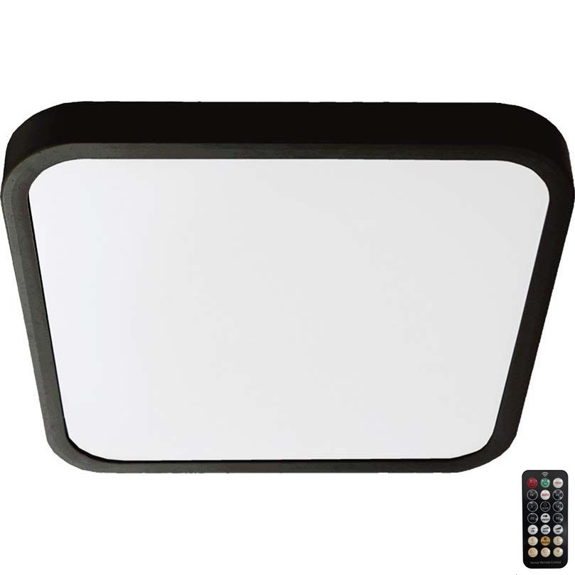 LED loftlampe til badeværelse med sensor LED/36W/230V 4000K IP44 42x42 cm sort + fjernbetjening