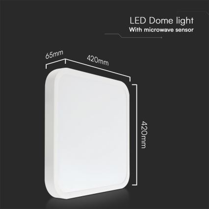 LED loftlampe til badeværelse med sensor SAMSUNG CHIP LED/36W/230V IP44 4000K 42x42 cm hvid + fjernbetjening