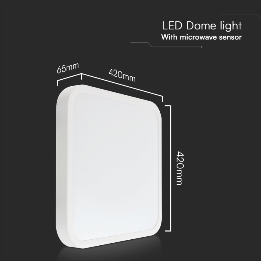 LED loftlampe til badeværelse med sensor SAMSUNG CHIP LED/36W/230V IP44 4000K 42x42 cm hvid + fjernbetjening
