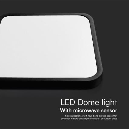 LED loftlampe til badeværelse med sensor SAMSUNG CHIP LED/36W/230V IP44 4000K 42x42 cm sort + fjernbetjening