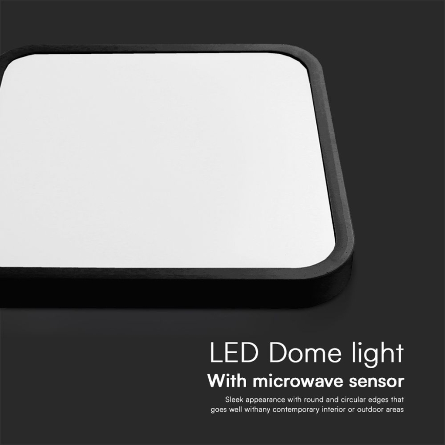 LED loftlampe til badeværelse med sensor SAMSUNG CHIP LED/36W/230V IP44 4000K 42x42 cm sort + fjernbetjening