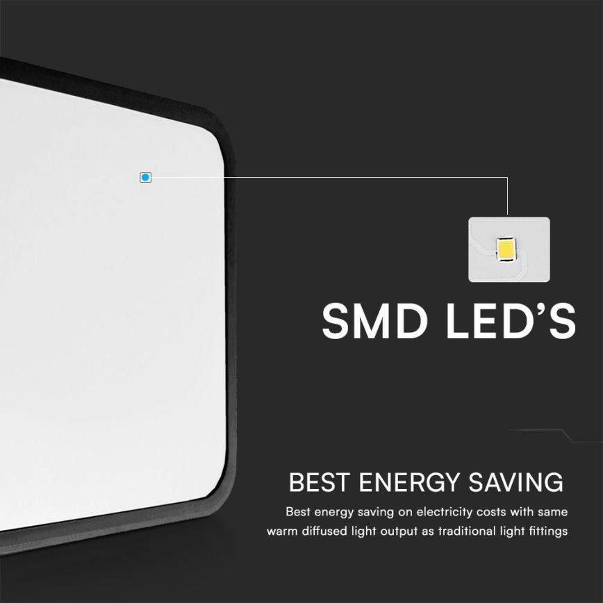 LED loftlampe til badeværelse med sensor SAMSUNG CHIP LED/36W/230V IP44 4000K 42x42 cm sort + fjernbetjening