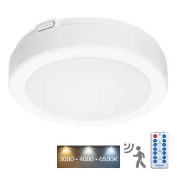 LED loftlampe til badeværelse med sensor NAIROS LED/12W/230V IP65 3000/4000/6500K diameter 20 cm hvid + fjernbetjening