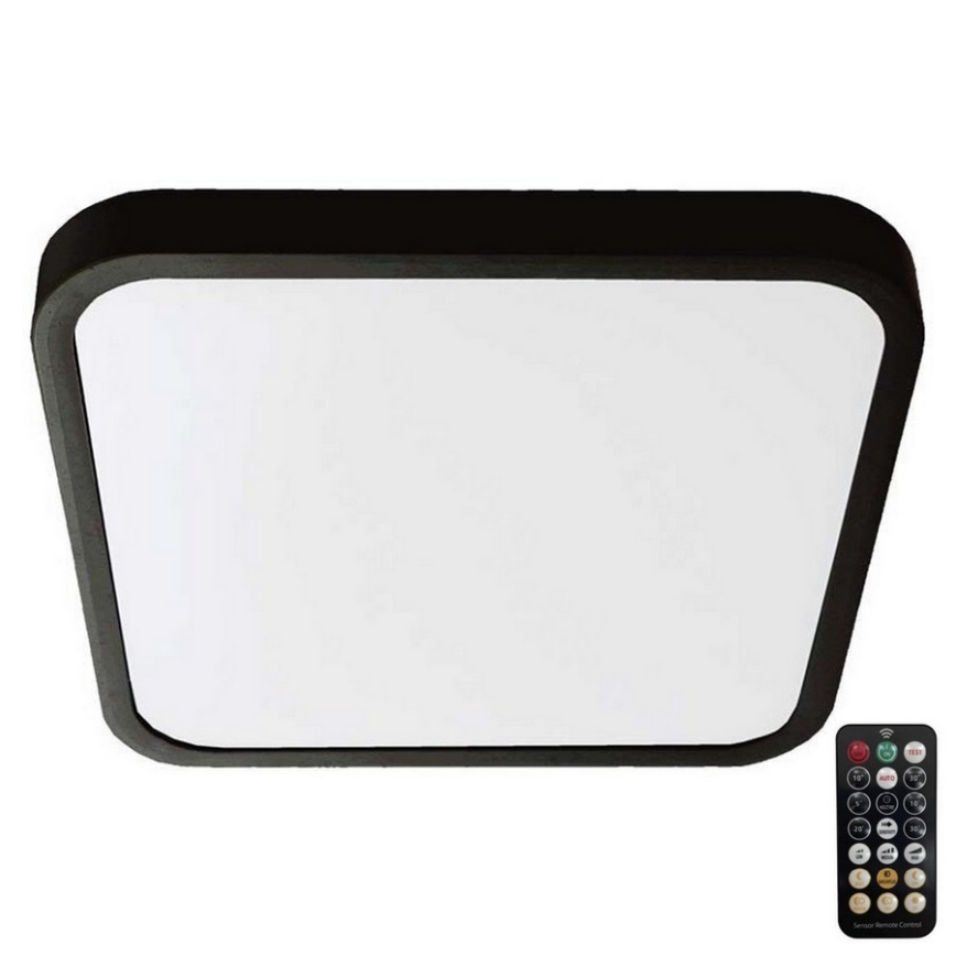LED loftlampe til badeværelse med sensor SAMSUNG CHIP LED/36W/230V IP44 4000K 42x42 cm sort + fjernbetjening