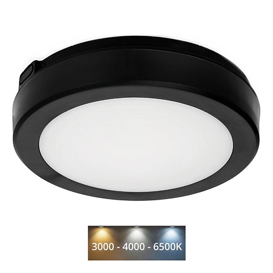 LED loftlampe til badeværelse NAIROS LED/12W/230V 3000/4000/6500K IP65 diameter 20 cm sort