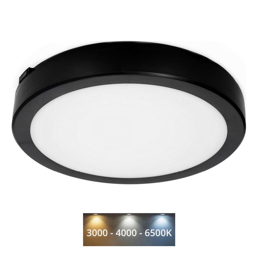 LED loftlampe til badeværelse NAIROS LED/18W/230V 3000/4000/6500K IP65 diameter 30 cm sort