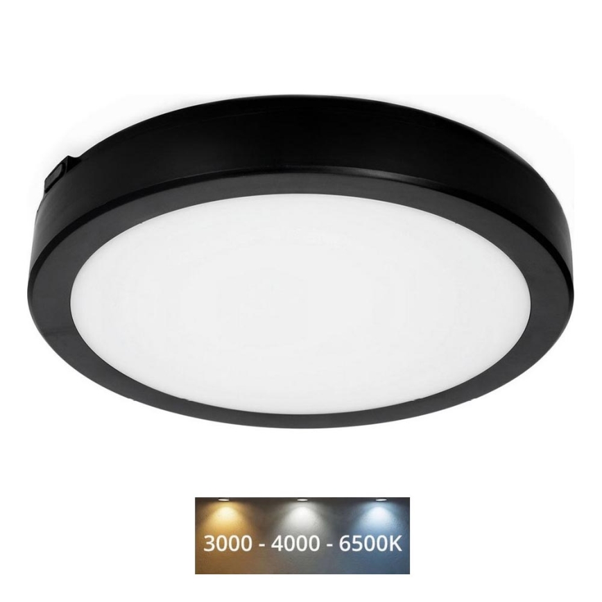 LED loftlampe til badeværelse NAIROS LED/24W/230V 3000/4000/6500K IP65 diameter 30 cm sort