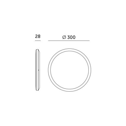 LED loftlampe til badeværelse NIVERA LED/18W/230V IP54 3000/4000/6000K diameter 30 cm sort
