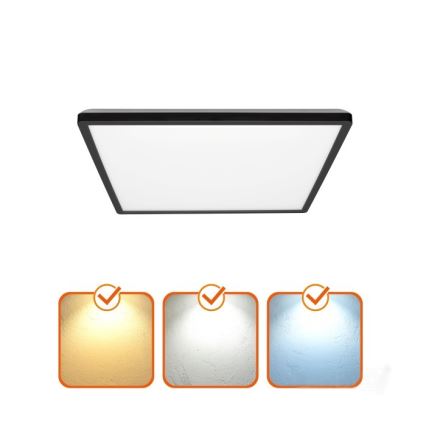 LED loftlampe til badeværelse NIVERA LED/24W/230V IP54 3000/4000/6000K 30x30 cm sort