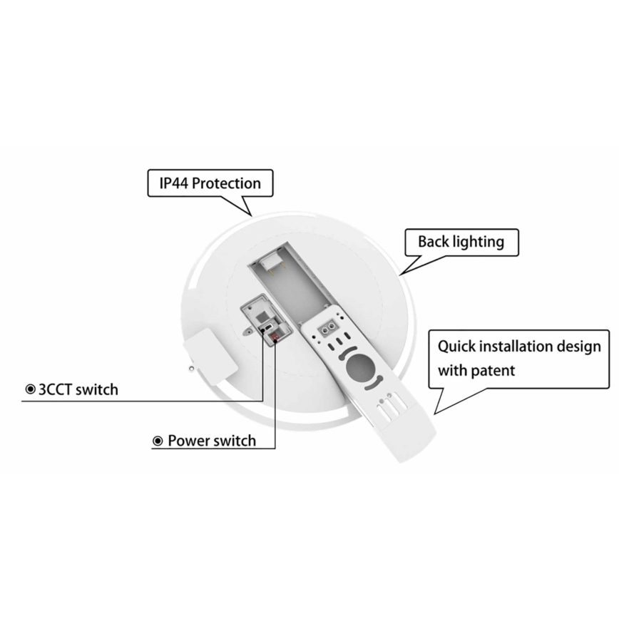 LED loftlampe til badeværelse dæmpbar SLIDE LED/6/12/18/24W/230V 2900/4000/6200K IP44 hvid