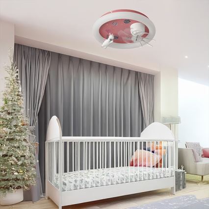 LED-dæmpbar loftlampe til børneværelset med ventilator LED/48W/230V 3000/4000/6000K lyserød + fjernbetjening
