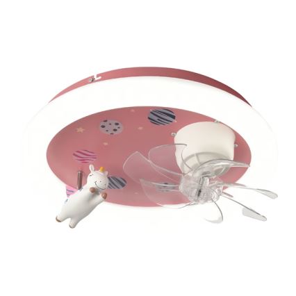 LED-dæmpbar loftlampe til børneværelset med ventilator LED/48W/230V 3000/4000/6000K lyserød + fjernbetjening