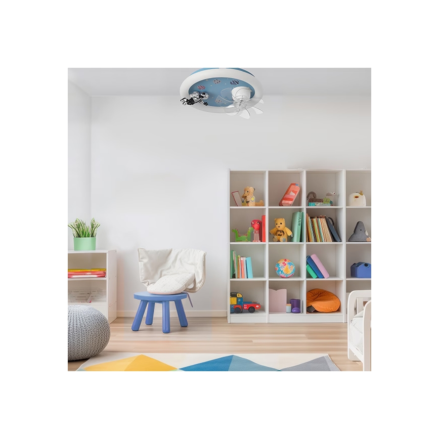 LED-dæmpbar loftlampe til børneværelset med ventilator LED/48W/230V 3000/4000/6000K blå + fjernbetjening
