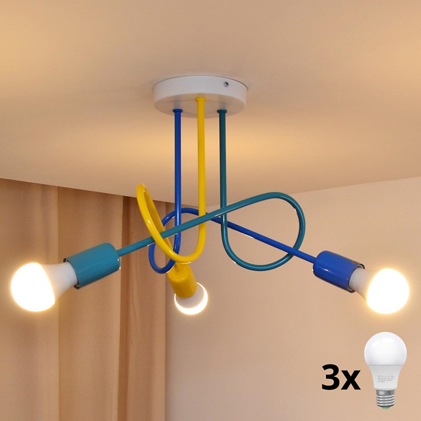 LED Loftlampe til børn OXFORD 3xE27/15W/230V