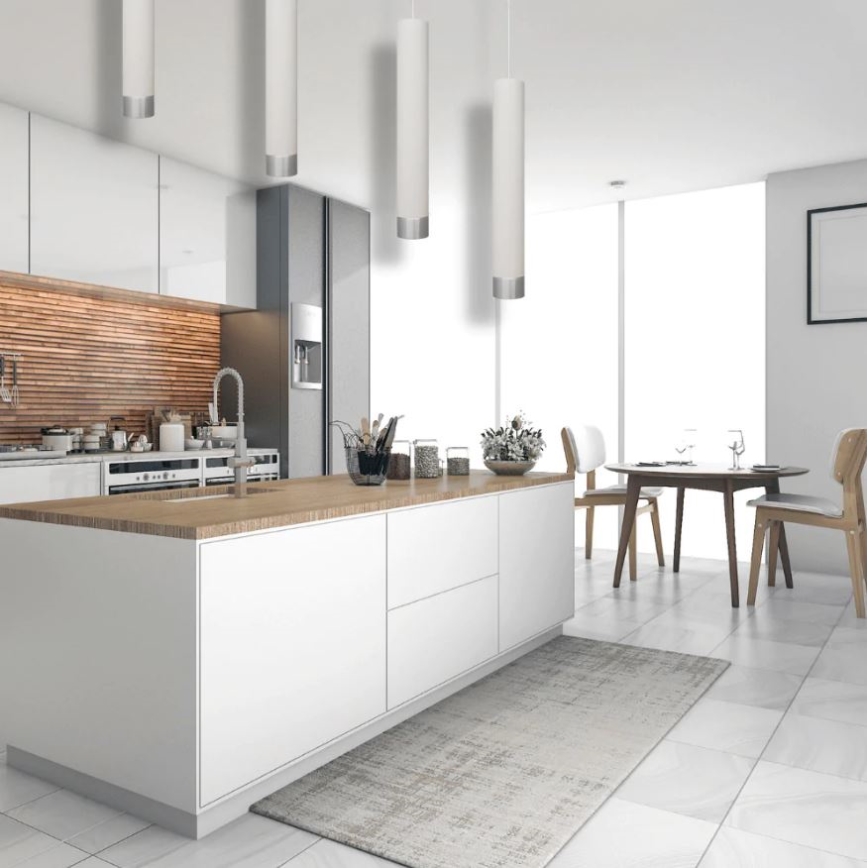 LED lysekrone på kabel TUBA 1xGU10/4,8W/230V hvid/skinnende krom